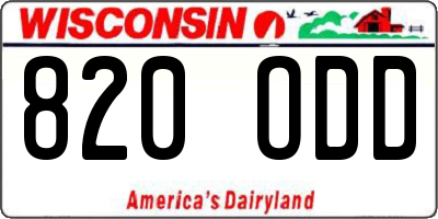 WI license plate 820ODD
