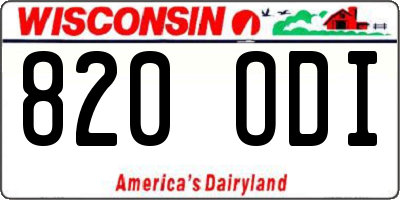 WI license plate 820ODI