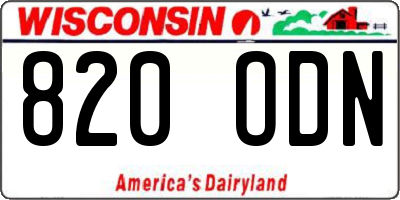 WI license plate 820ODN