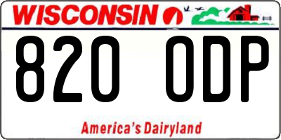 WI license plate 820ODP