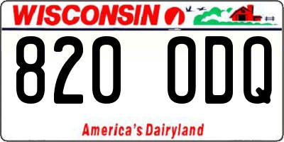 WI license plate 820ODQ