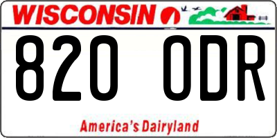 WI license plate 820ODR