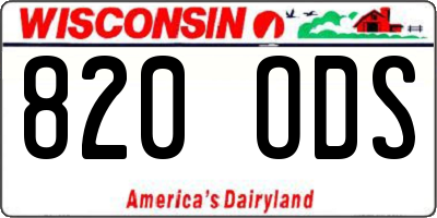 WI license plate 820ODS