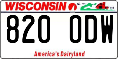 WI license plate 820ODW