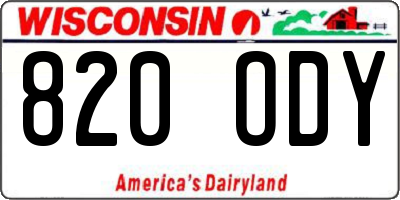 WI license plate 820ODY