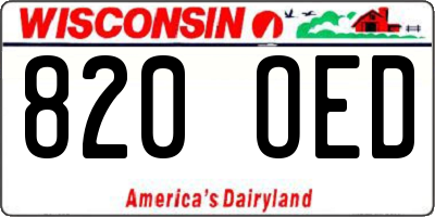 WI license plate 820OED