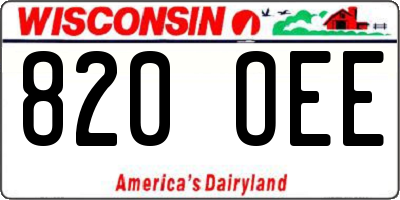 WI license plate 820OEE