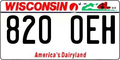 WI license plate 820OEH