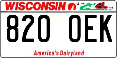 WI license plate 820OEK