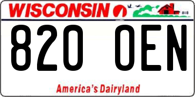 WI license plate 820OEN