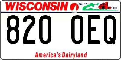 WI license plate 820OEQ