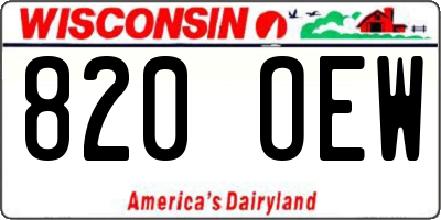 WI license plate 820OEW