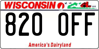 WI license plate 820OFF