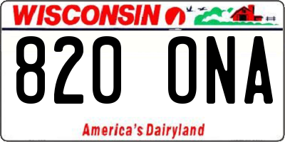 WI license plate 820ONA