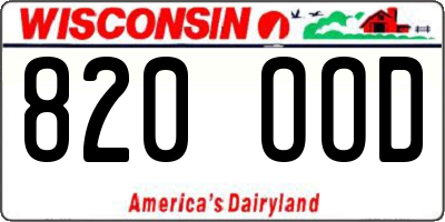 WI license plate 820OOD