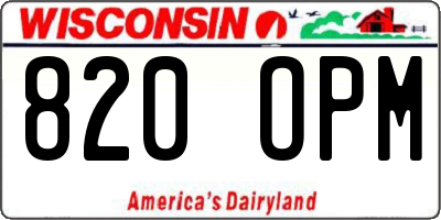 WI license plate 820OPM