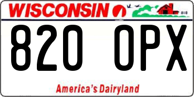 WI license plate 820OPX