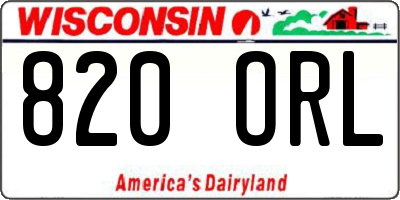 WI license plate 820ORL