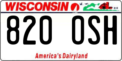 WI license plate 820OSH