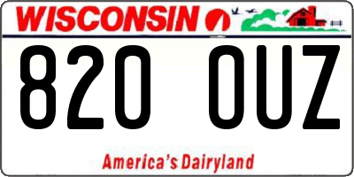 WI license plate 820OUZ