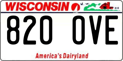WI license plate 820OVE