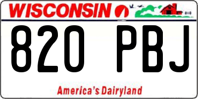 WI license plate 820PBJ