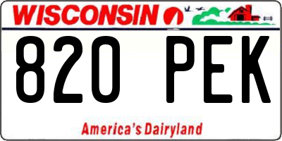 WI license plate 820PEK