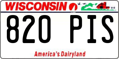 WI license plate 820PIS
