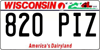 WI license plate 820PIZ