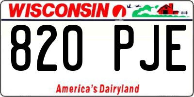 WI license plate 820PJE