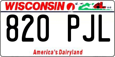 WI license plate 820PJL