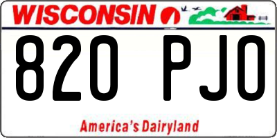WI license plate 820PJO