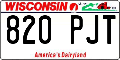 WI license plate 820PJT