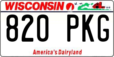 WI license plate 820PKG