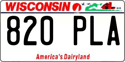 WI license plate 820PLA