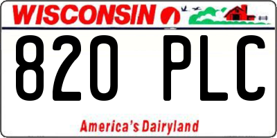 WI license plate 820PLC