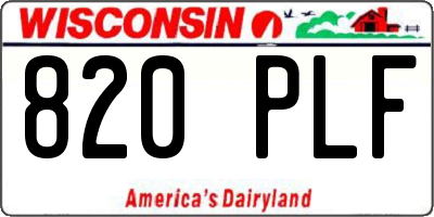 WI license plate 820PLF