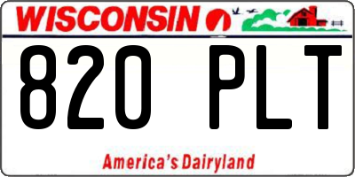 WI license plate 820PLT
