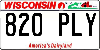 WI license plate 820PLY