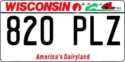 WI license plate 820PLZ