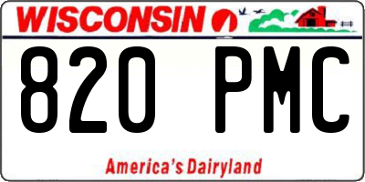 WI license plate 820PMC