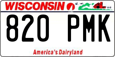 WI license plate 820PMK