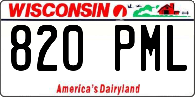 WI license plate 820PML
