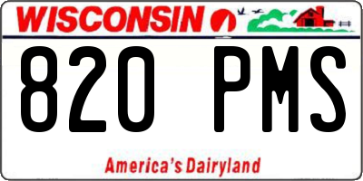 WI license plate 820PMS