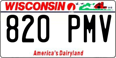 WI license plate 820PMV