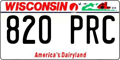 WI license plate 820PRC