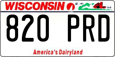 WI license plate 820PRD