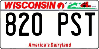 WI license plate 820PST