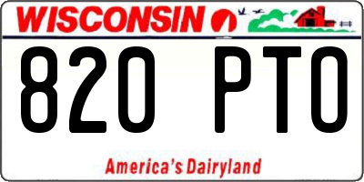 WI license plate 820PTO