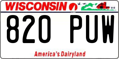 WI license plate 820PUW